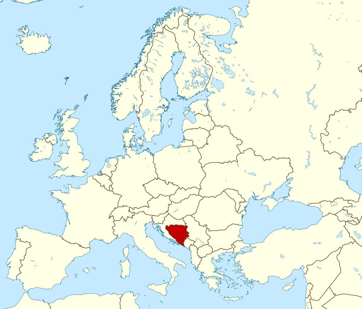Bosnië en Herzegovina op die wêreld kaart