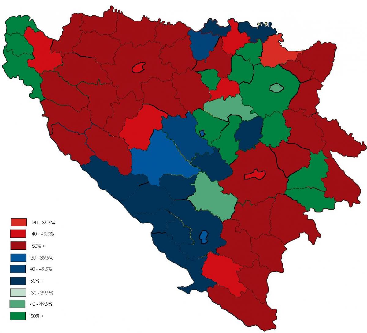 Bosnië godsdiens kaart