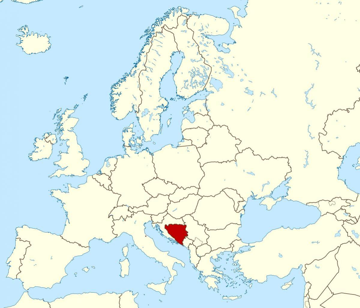 Kaart van Bosnië plek op die wêreld