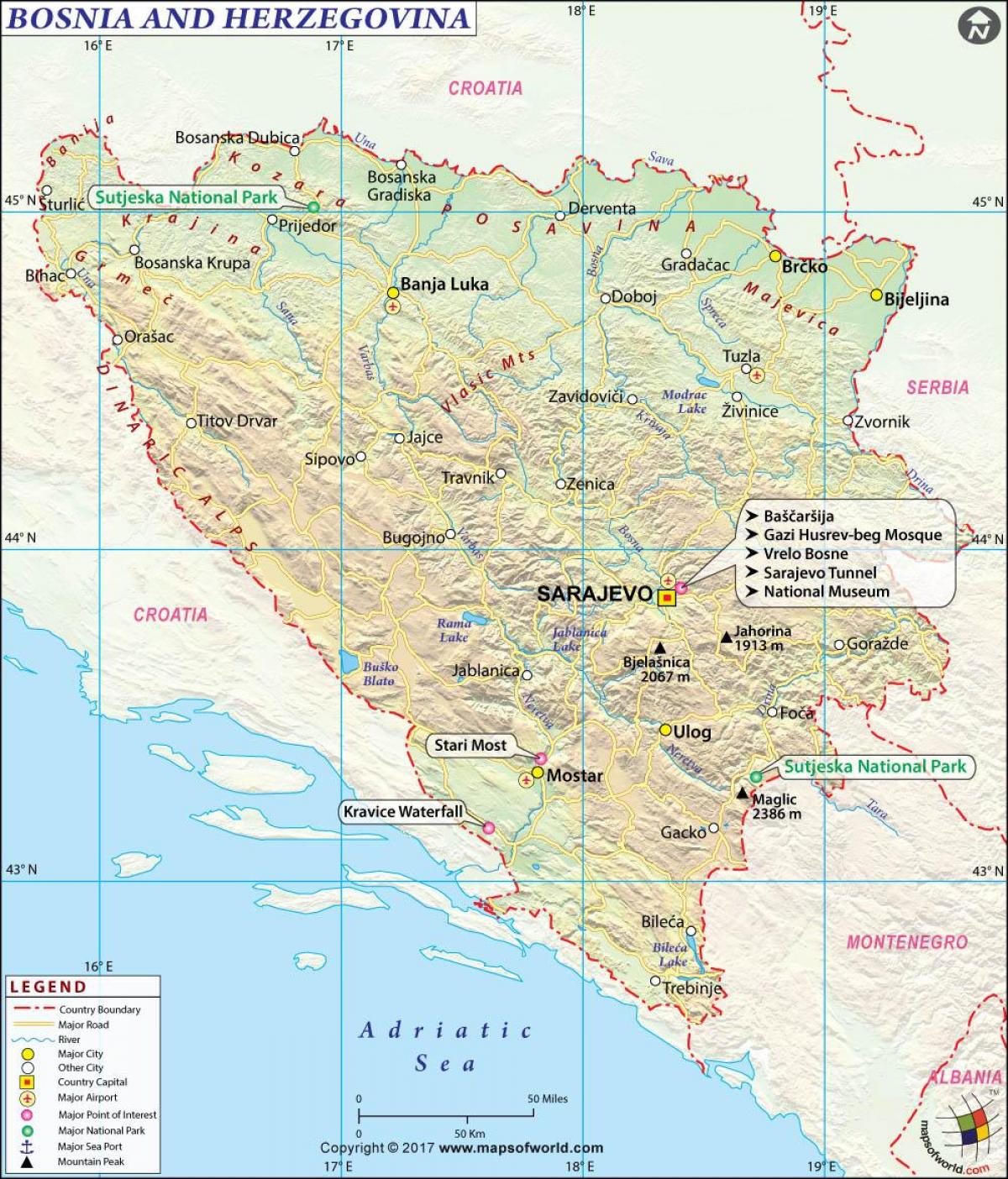 Bosnië Herzegovina kaart