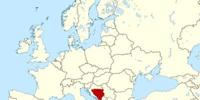 Kaart van Bosnië plek op die wêreld