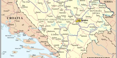Kaart van Bosnië toeriste