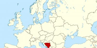 Kaart van Bosnië plek op die wêreld