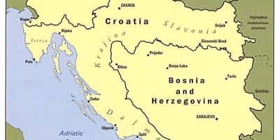 Kaart van Bosnië en Herzegovina en omliggende lande