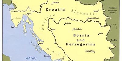 Kaart van Bosnië en Herzegovina en omliggende lande